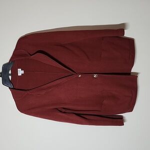 J Crew Factory Sweater Blazer Bucket Pockets Rusty Red Womens small